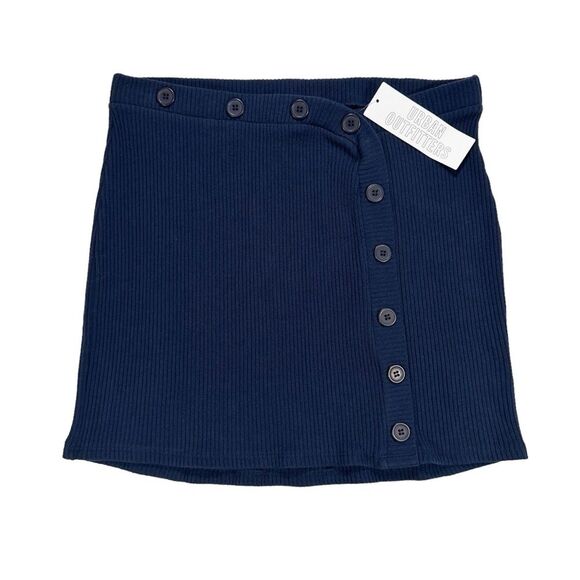 NWT Urban Outfitters Women's Size Medium Claira Side Button Mini Skirt Navy Blue - Picture 3 of 11